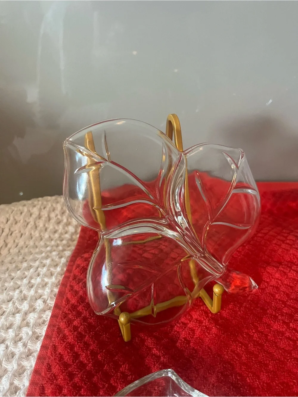 Vintage Hazel-Atlas Clear Glass Divided Leaf Dish - 3-Section Relish & Candy 538